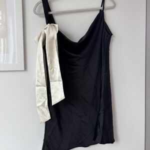 Forever21 Mini Black Silk Bow Dress